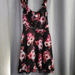 Floral Black and Pink Women's Dress